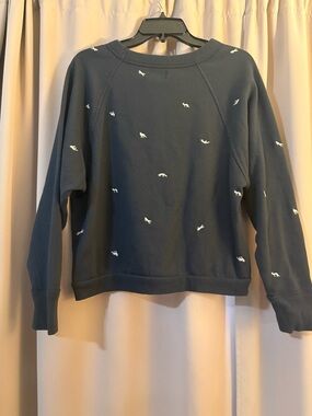 Universal Thread Navy Sweatshirt with White Embroidered Animal Accents